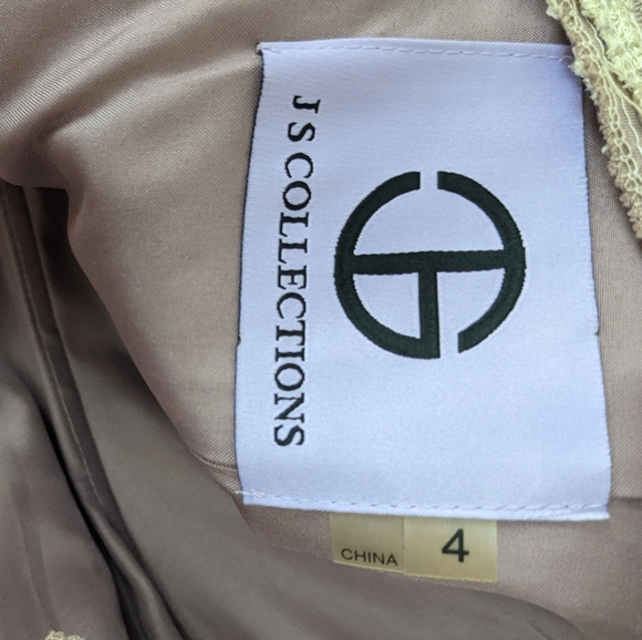 JS Collections gold/lilac fit n flare evening gown - Picture 5 of 9